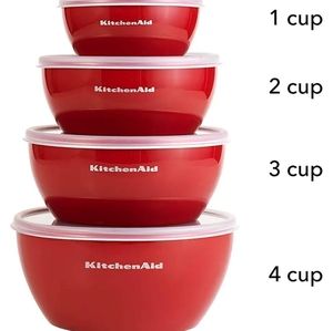 KitchenAid 4-Prep Bowls With Lids Empire Red Set